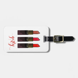 Etiqueta De Bagagem Trendy Red Lipstick Trio Girly Lucía Tag