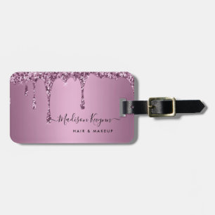 Etiqueta De Bagagem Trendy Rosa Dourada Makeup Artist Hair Salon