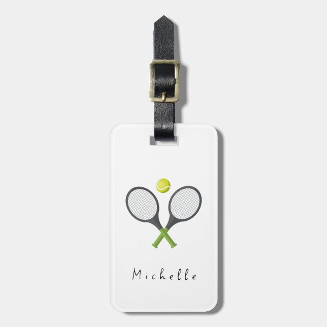 Etiqueta De Bagagem Trendy Tênis Racquet e Ball Personalizados (Frente Vertical)
