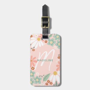 Etiqueta De Bagagem Trendy Whimsical Retro Summer Daisy