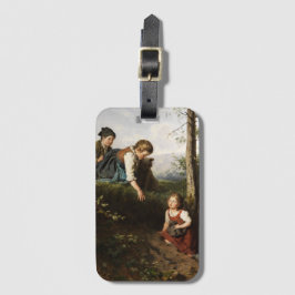 Etiqueta De Bagagem Três Crianças Berries Selvagens em Floresta