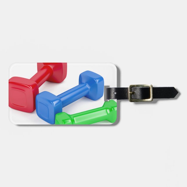 Etiqueta De Bagagem Três dumbbells diferentes (Frente Horizontal)