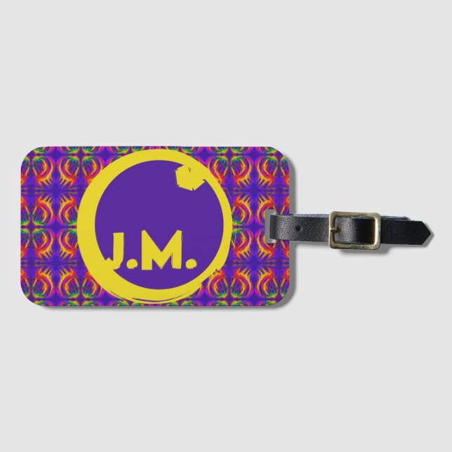 Etiqueta De Bagagem Tribal Fiery & Your Initials Logo Eclipse (Frente Horizontal)