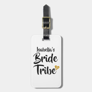 Etiqueta De Bagagem Tribo da Noiva Dourado Data Coração Personalizado