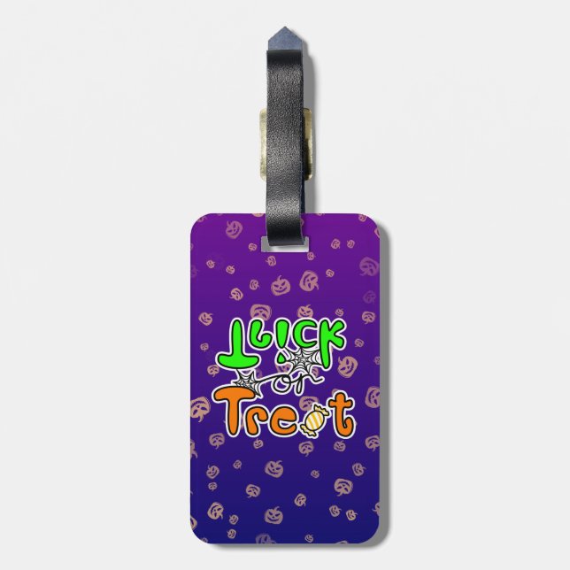 Etiqueta De Bagagem Trick ou Treat no Halloween (Traseira Vertical)