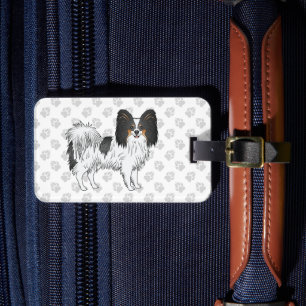Etiqueta De Bagagem Tricolor Papillon Feliz Cão Cachorro Com Texto Per