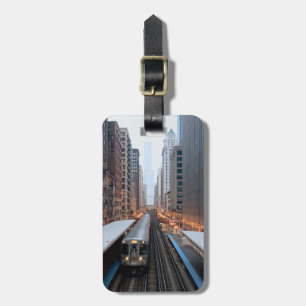 Etiqueta De Bagagem Trilho elevado em Chicago do centro sobre Wabash