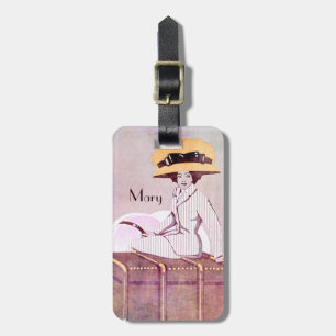 Etiqueta De Bagagem Troncos das viagens vintage da mulher de Nouveau