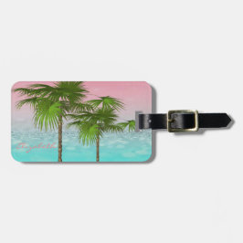Etiqueta De Bagagem Tropical Moderno e Feminino, Palmeira