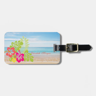 Etiqueta De Bagagem Tropical, Praia, Hibisco Havaiano
