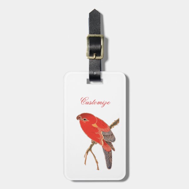 Etiqueta De Bagagem Tropical Red Parrot Thunder_Cove (Frente Vertical)