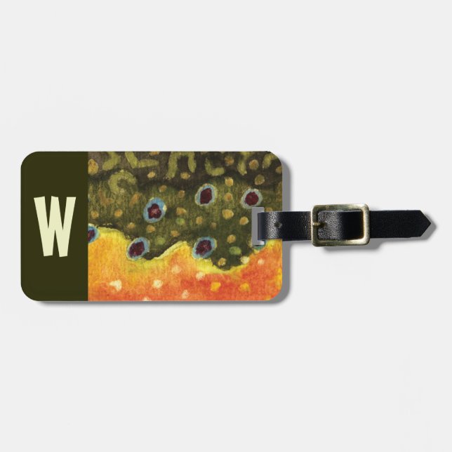 Etiqueta De Bagagem Trout Pescador (Frente Horizontal)