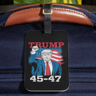 Etiqueta De Bagagem Trump 45 47 Vintage Retro EUA Bandeira Americana