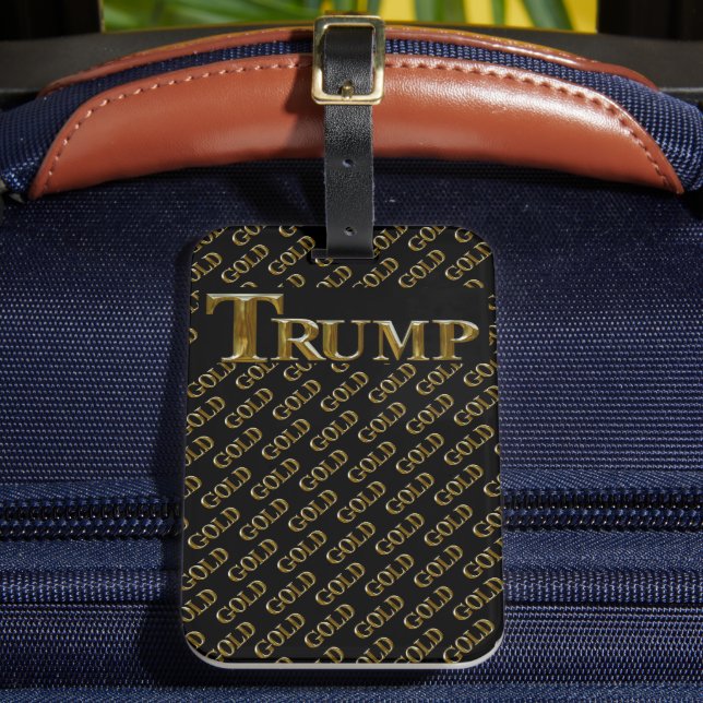 ETIQUETA DE BAGAGEM TRUMP EUA  OURO  (Frente Insitu 2)