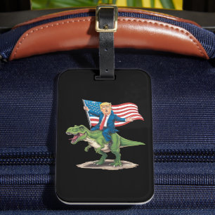 Etiqueta De Bagagem Trump Montado em Dinossauro T Rex EUA Bandeira Ame