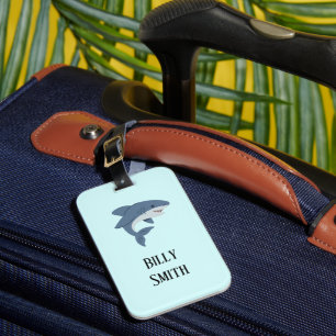 Etiqueta De Bagagem Tubarão azul-branco personalizado