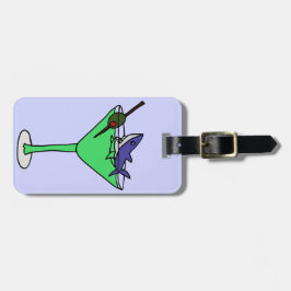 Etiqueta De Bagagem Tubarão engraçado no vidro verde de Martini