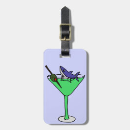 Etiqueta De Bagagem Tubarão engraçado no vidro verde de Martini