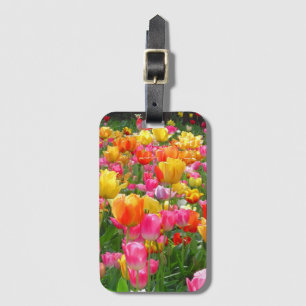 Etiqueta De Bagagem Tulipas cor-de-rosa amarelas do vermelho