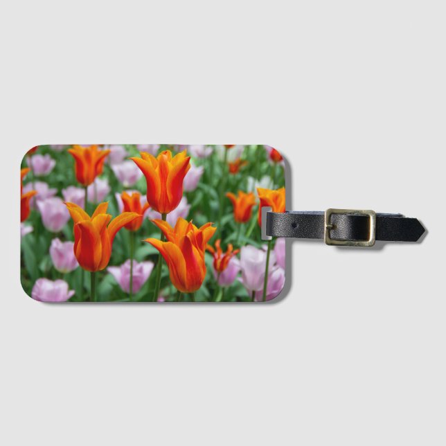 Etiqueta De Bagagem Tulipas laranja-claras no parque (Frente Horizontal)
