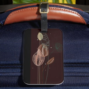 Etiqueta De Bagagem Tulipas Mínimas de Cor-de-rosa e Dourada abstrato