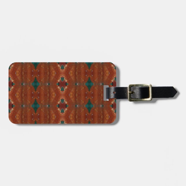 Etiqueta De Bagagem Turq e Coral Ikat  (Frente Horizontal)