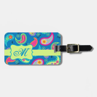 Etiqueta De Bagagem Turquesa Blue Green Modern Paisley Pattern