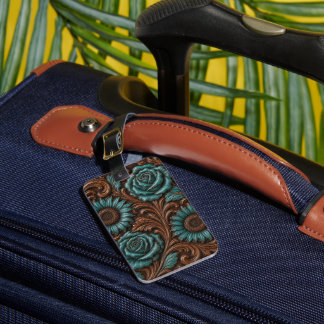Etiqueta De Bagagem Turquoise Chocolate Tooled Western Patterns