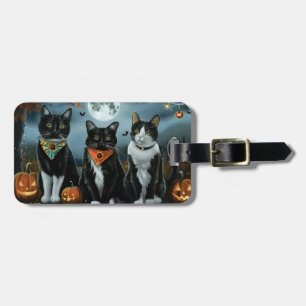 Etiqueta De Bagagem Tuxedo Cat Halloween Spooky