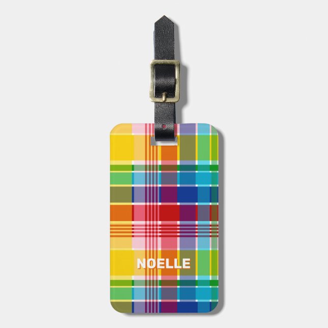 Etiqueta De Bagagem U.S. Virgin Islands Flag, Madras (Frente Vertical)