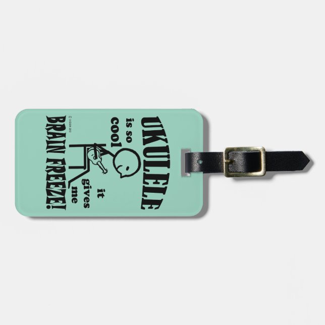 Etiqueta De Bagagem Ukulele, Congelamento Cerebral (Frente Horizontal)