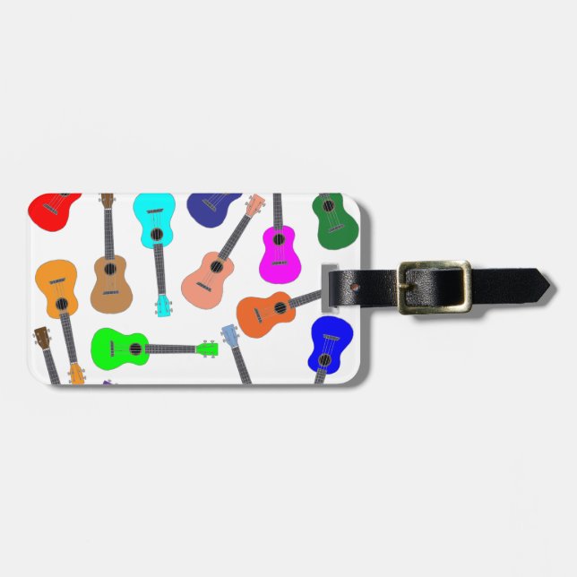 Etiqueta De Bagagem Ukulele do arco-íris (Frente Horizontal)