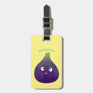 Etiqueta De Bagagem Um desenho animado de fruta roxo e giro