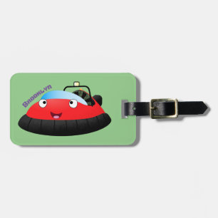 Etiqueta De Bagagem Um desenho animado de hovercraft, vermelho e bonit