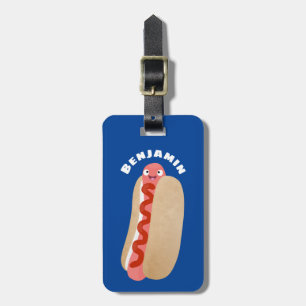 Etiqueta De Bagagem Um desenho animado de Weiner, um cachorro quente e
