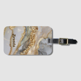 Etiqueta De Bagagem Um fundo de mármore branco e dourado luxuoso
