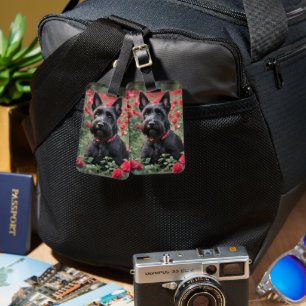 Etiqueta De Bagagem "Uma Rosa vermelha para o Black Scottish Terrier"