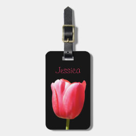 Etiqueta De Bagagem Única tulipa elegante da haste