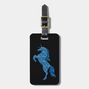 Etiqueta de Bagagem Unicorn de Fogo Azul