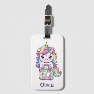 Etiqueta De Bagagem Unicórnio Mágico Kawaii Viajante