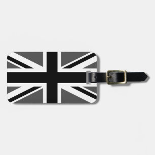 Etiqueta De Bagagem Union Jack preto e cinza