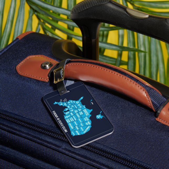 Etiqueta De Bagagem United States Map Teal Minimal Design (Frente Insitu 1)