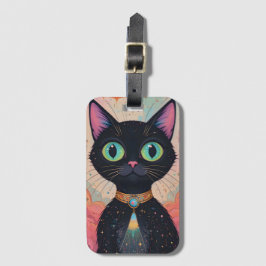 Etiqueta De Bagagem Universo de Gato Negro Cósmico e Futuro Atômico