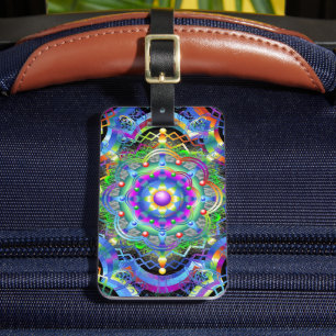 Etiqueta De Bagagem Universo Mandala Cores Psicodélicas