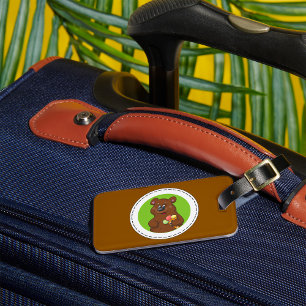 Etiqueta De Bagagem Urso Bonito com Sorvete e animal divertido