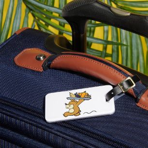 Etiqueta De Bagagem Urso-Cachorro Carregando, Púltimo Colheita Festiva