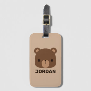 Etiqueta De Bagagem Urso Castanho Bonito com Nome Personalizado