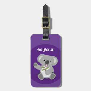 Etiqueta De Bagagem Urso coala bonito com ilustração de desenho animad