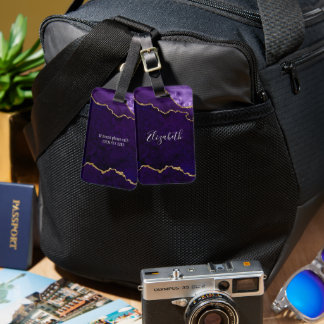 Etiqueta De Bagagem Urso de Mármores de Cores Aquáticas Modernas, Puro