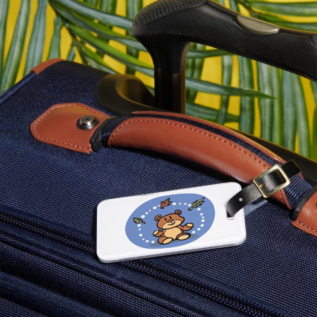 Etiqueta De Bagagem Urso de outono com Folhas Chatas (Criador carregado)